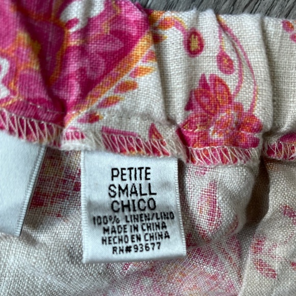 Units petite pink orange paisley linen wide leg drawstring palazzo pants small - Picture 4 of 7